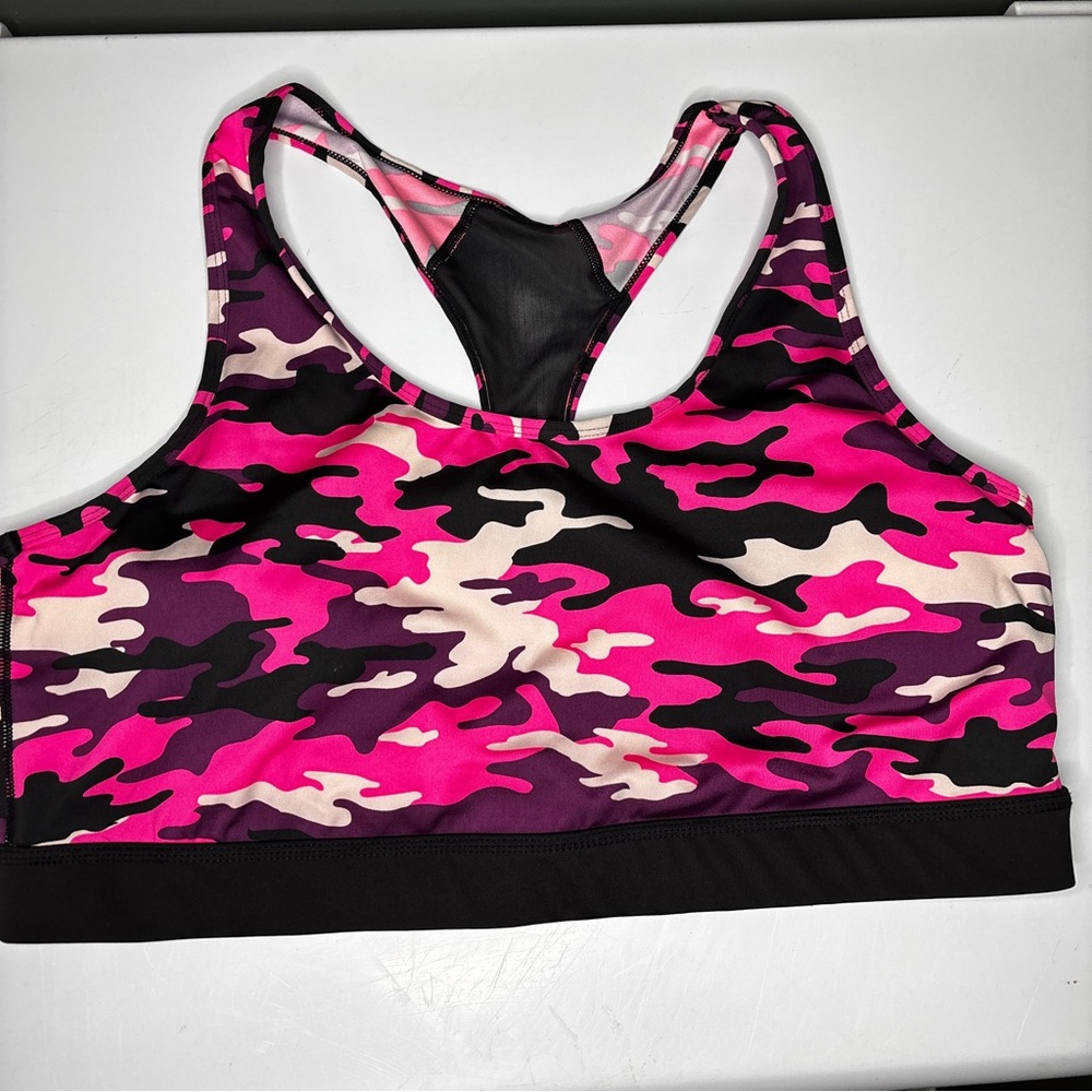 LuLaRoe Pink Purple Black Camo Sports Bra